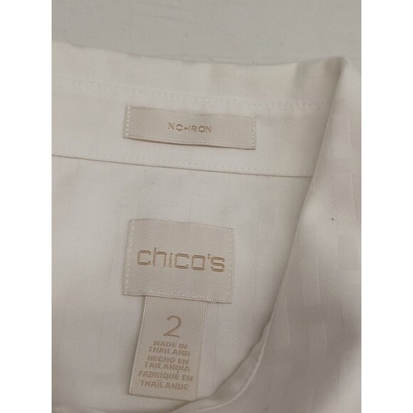 Chicos Button Up White Tunic Top Button Front Long Sleeve Sz 2 (L) Non Iron - Picture 8 of 8